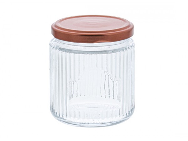 Bokaal geribbeld met deksel 140 ml koper Bokaal geribbeld met deksel 140 ml koper