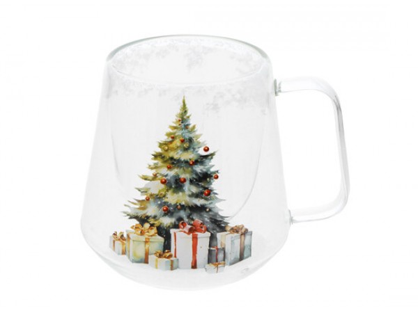 Dubbelwandig glas "Baba" kerstboom met sneeuw Dubbelwandig glas "Baba" kerstboom met sneeuw