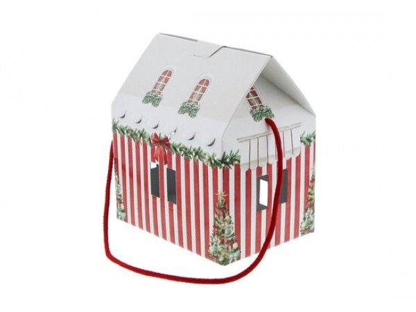Huis "Christmas Market" H = 22 cm met koord rood Huis "Christmas Market" H = 22 cm met koord rood