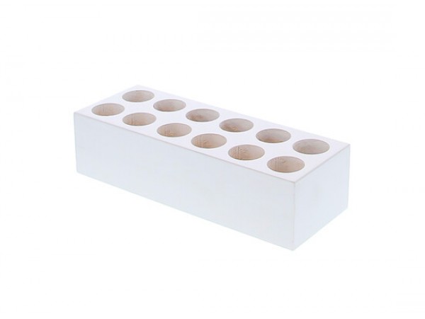 Houten houder voor 12 buisjes - wit
