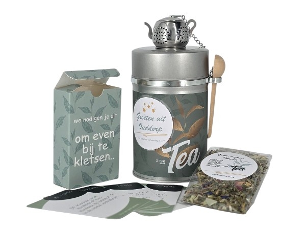 Thee cadeau blik - Groeten uit....