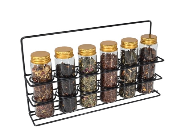 6 Buisjes thee assortiment in metalen houder - Gevuld